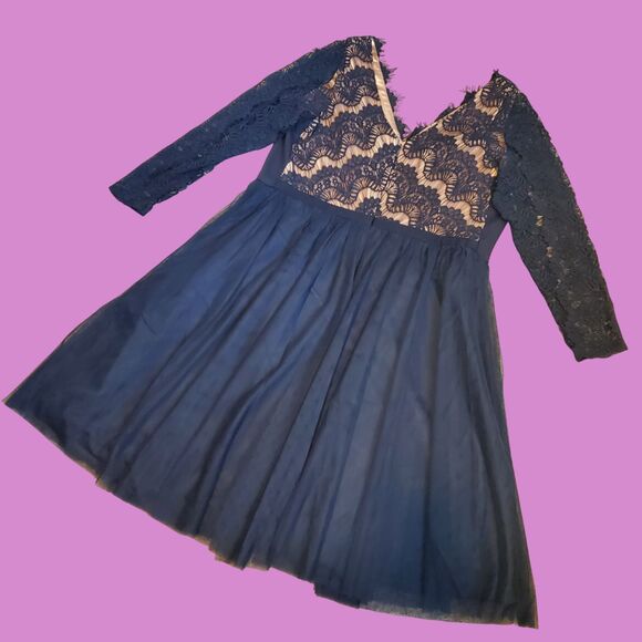 NEW City Chic Plus Size Navy Blue Lace Cocktail Dress - Picture 5 of 10